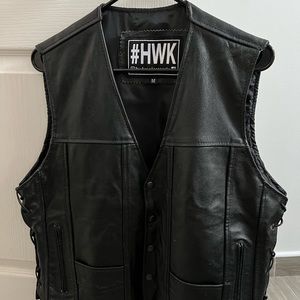 Men’s leather motorcycle vest medium good condition